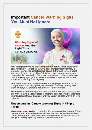 Important Cancer Warning Signs You Must Not Ignore