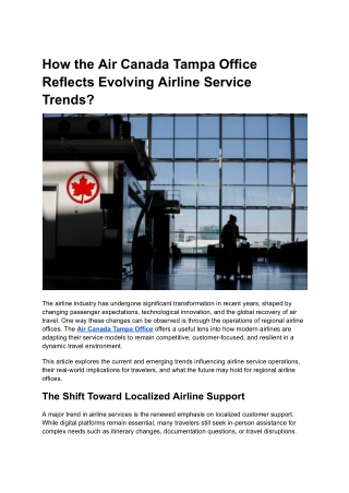 How the Air Canada Tampa Office Reflects Evolving Airline Service Trends