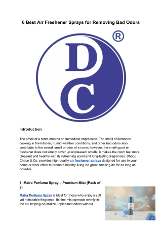 6 Best Air Freshener Sprays for Removing Bad Odors