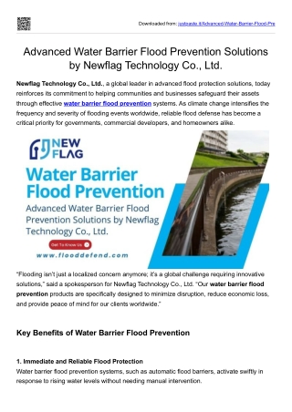 Advanced Water Barrier Flood Prevention Solutions by Newflag Technology Co., Ltd.