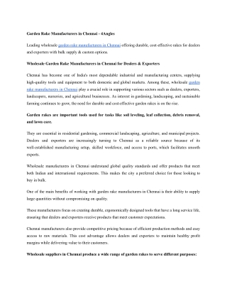 Wholesale Garden Rake Manufacturers in Chennai for Dealers & Exporters