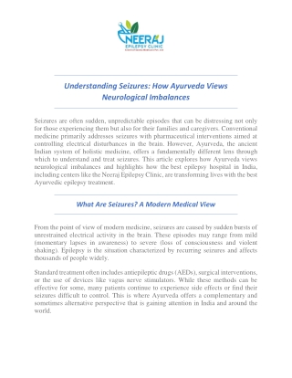 Understanding Seizures How Ayurveda Views Neurological Imbalances
