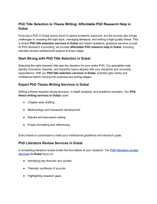 PhD Title Selection to Thesis Writing_ Affordable PhD Research Help in Dubai