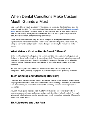 When Dental Conditions Make Custom Mouth Guards a Must