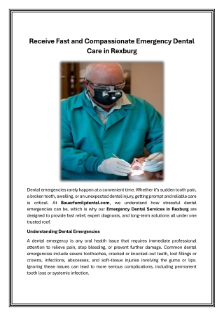 Receive Fast and Compassionate Emergency Dental Care in Rexburg