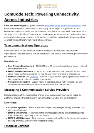 ComCode Tech Powering Connectivity Across Industries