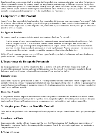 À Quoi Ressemble un Bon Mix Produit sur un Présentoir ?