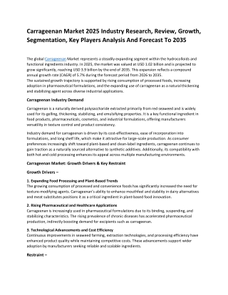 Carrageenan Market Size” Analysis and Recommendations | [2026-2035]