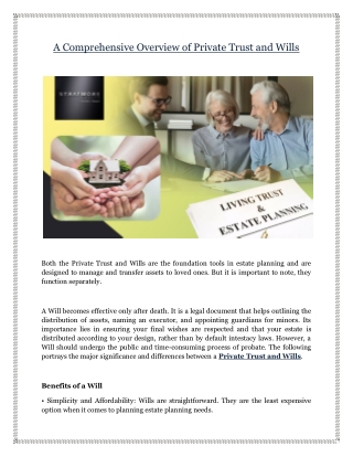 A Comprehensive Overview of Private Trust and Wills