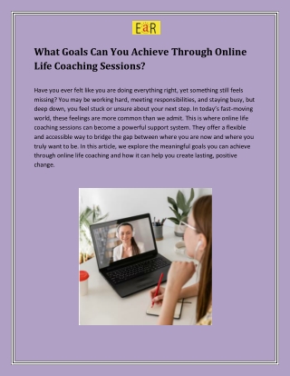 What Goals Can You Achieve Through Online Life Coaching Sessions