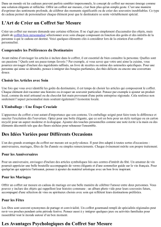 Coffret Sur Mesure : Le Cadeau qui Fait Toujours Plaisir