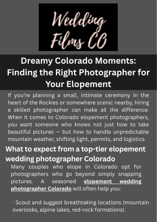 Dreamy Colorado Moments: Finding the Right Photographer for Your Elopement