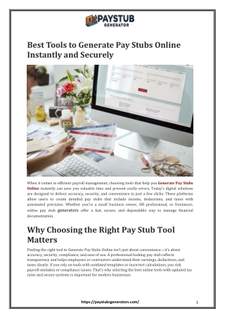 Best Tools to Generate Pay Stubs Online Instantly and Securely