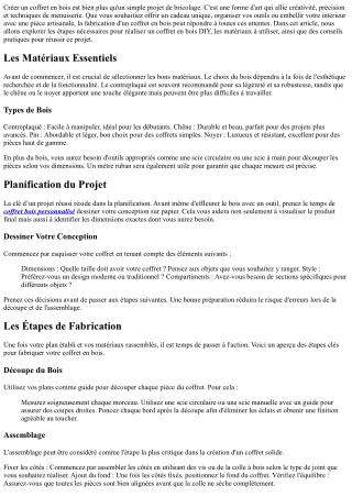 L'Art de Fabriquer un Coffret Bois DIY