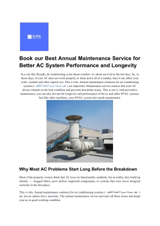 Book our Best Annual Maintenance Service for Better AC System Performance and Longevity