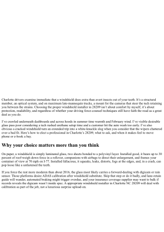 Windshield Installer Charlotte NC 28209: How to Choose the Best