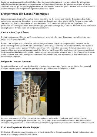 Comment Utiliser les Écrans Numériques dans Vos PRÉSENTOIRS ?