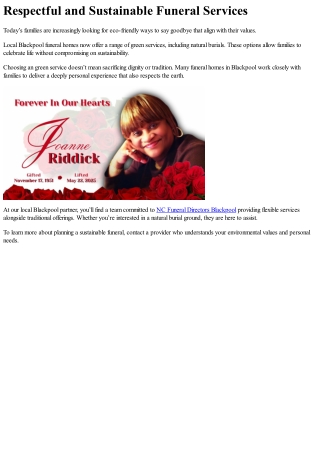 Peace of Mind with Prepaid Funeral Services