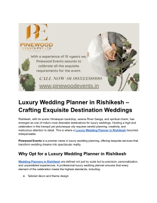 Luxury Wedding Planner in Rishikesh – Elegant & Exclusive Destination Weddings