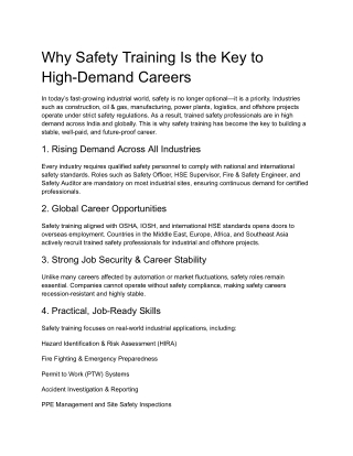 Why Safety Training Is the Key to High-Demand Careers