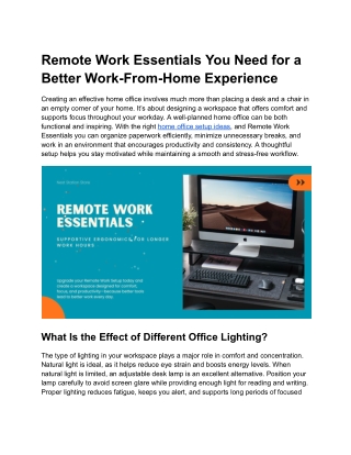 Remote Work Essentials You Need for a Better Work-From-Home Experience