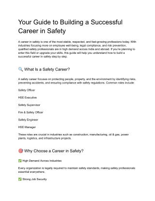 Your Guide to Building a Successful Career in Safety