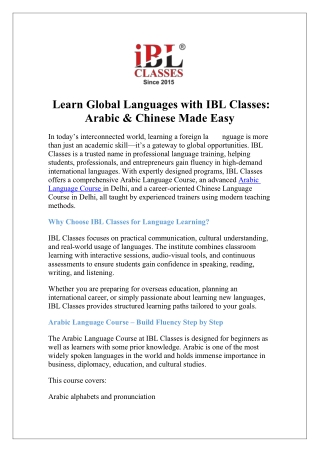 Advanced Arabic Language Course for Fluent Learning