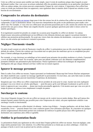 Les Erreurs Courantes à Éviter lors de la Création d'un Coffret Sur Mesure