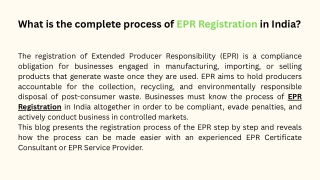 What Is the Complete Process of EPR Registration in India
