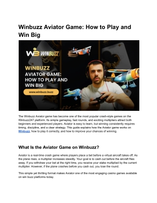 Winbuzz Aviator Game How to Play and Win Big