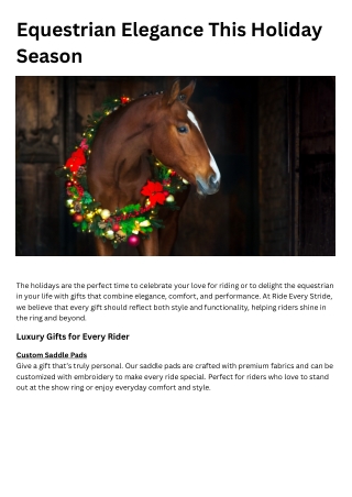 Equestrian Elegance This Holiday Season – Ride Every Stride