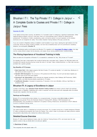 Bhushan ITI Top Private ITI College in Jaipur