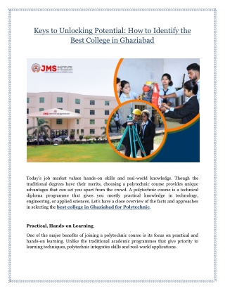 Keys to Unlocking Potential: How to Identify the Best College in Ghaziabad