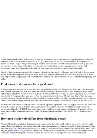 Side Window Repair Charlotte NC 28212: A Quick Guide for Busy Drivers