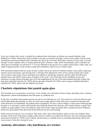 Back Glass Replacement Charlotte NC 28242: Hatchbacks vs Sedans Differences