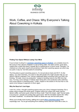 Premium Coworking Spaces in Kolkata | Infinity Business Centre