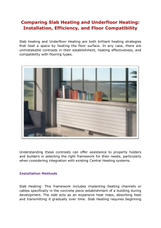 Comparing Slab Heating and Underfloor Heating Installation, Efficiency, and Floor Compatibility