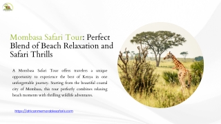 Mombasa Safari Tour Perfect Blend of Beach Relaxation and Safari Thrills