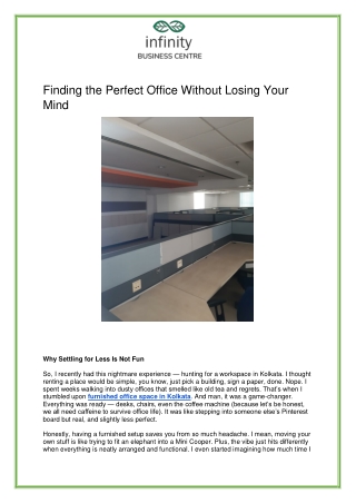 Furnished Office Space in Salt Lake Kolkata | Infinity Business Centre