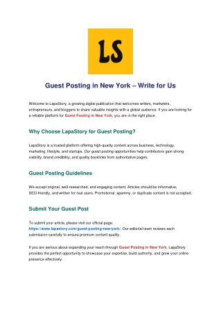 Guest Posting in New York – Write for Us