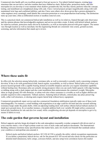 Commercial Helical Pile Installation: Code Observance as well as Engineering Con