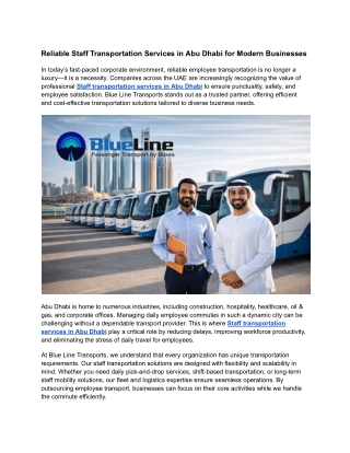 Reliable Staff Transportation Services in Abu Dhabi for Modern Businesses