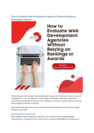 How to Evaluate Web Development Agencies Without Relying on Rankings or Awards