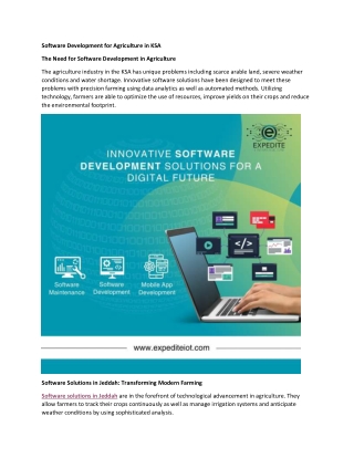 Software Development for Agriculture in KSA