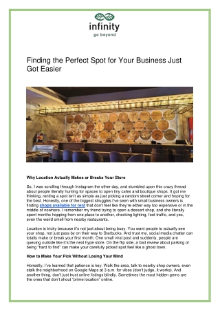 Shops Available for Rent in Kolkata | Infinity Group Retail