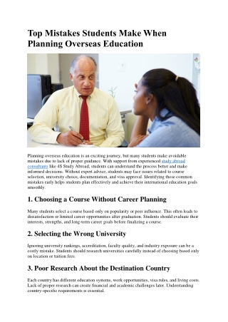 Top Mistakes Students Make When Planning Overseas Education
