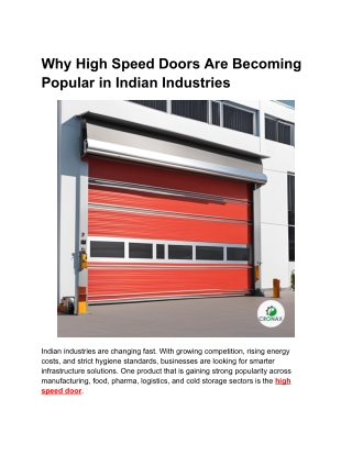 Why High Speed Doors Are Becoming Popular in Indian Industries