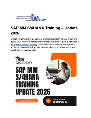 SAP MM S_4HANA Training – Update 2026