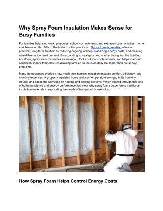 Why Spray Foam Insulation Makes Sense for Busy Families
