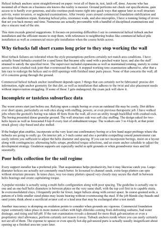 Common Oversights in Commercial Helical Tieback Anchor Installation